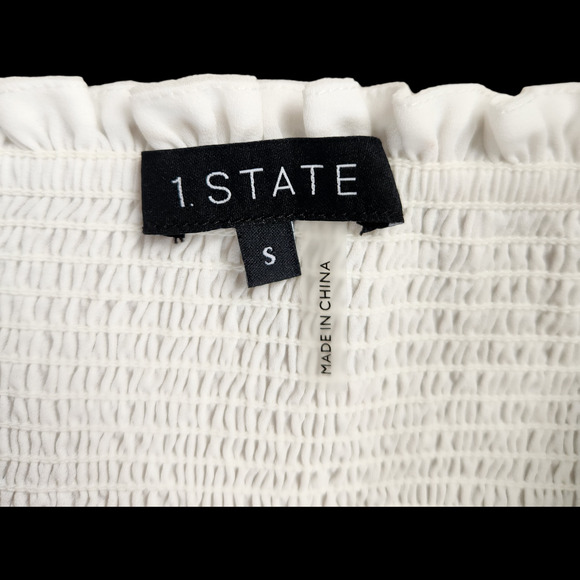 1. State Smocked Double Ruffle Hem Mini Skirt In White Women's Size Small NWT - Picture 10 of 11